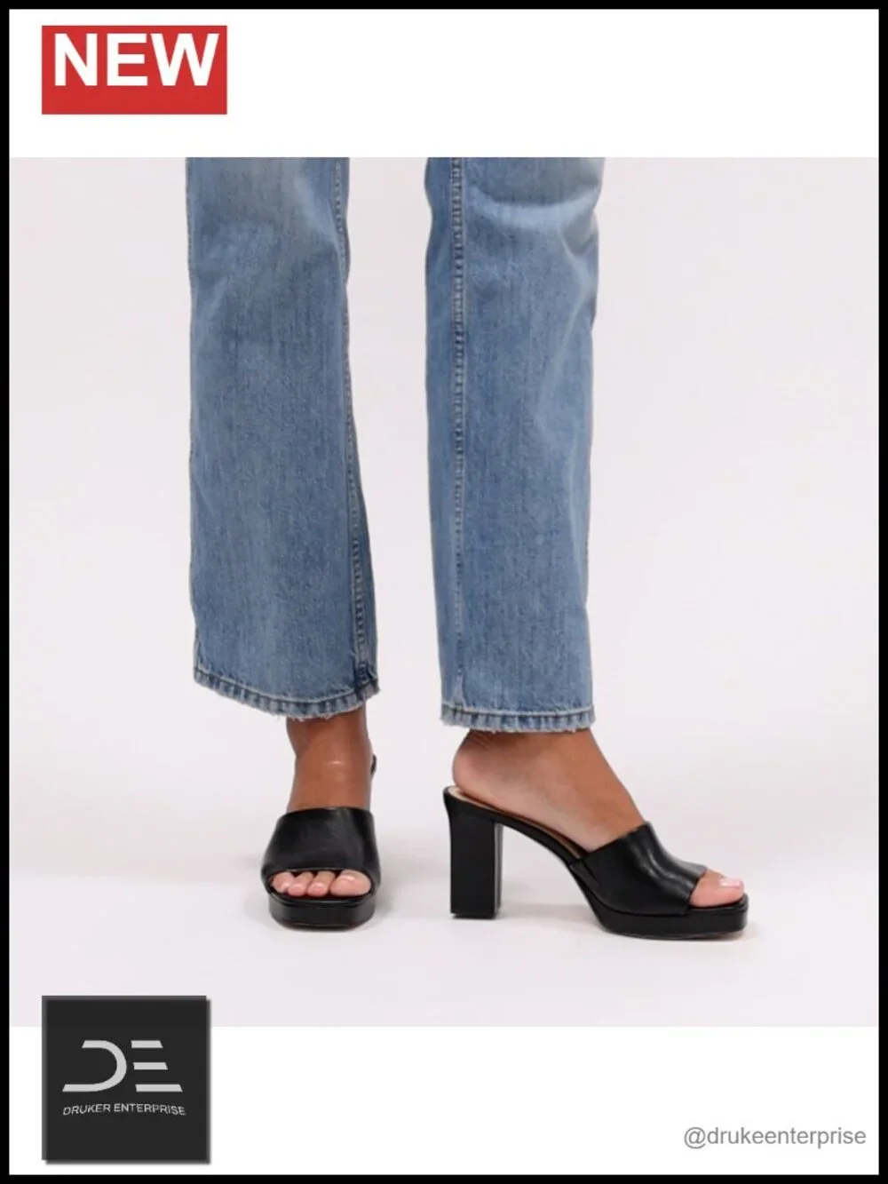 Faux Suede Chunky High Heel Slip On Platform Mules Sandals Peep Toe